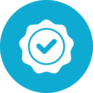 Verified badge icon on blue background