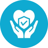 Heart and shield in hands symbol